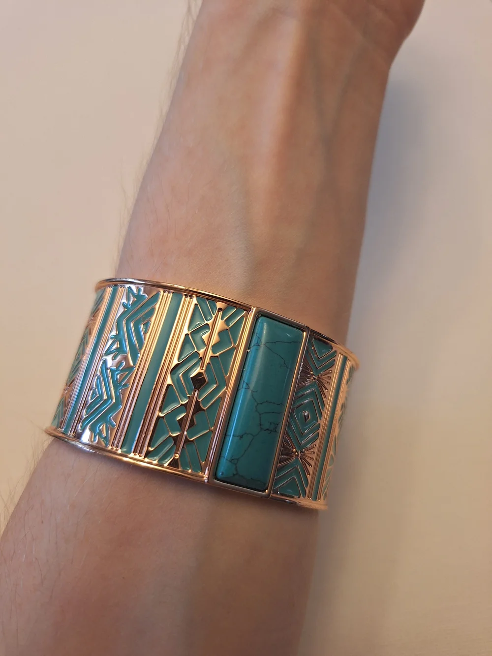 NWT Bradford Exchange Nature's Healing Embrace Copper Turquoise Cuff Bracelet